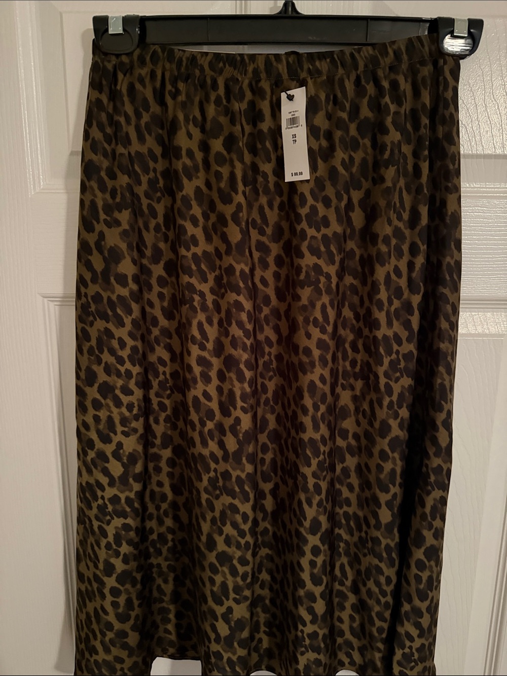 Banana Republic Olive and Black Leopard Midi Skirt